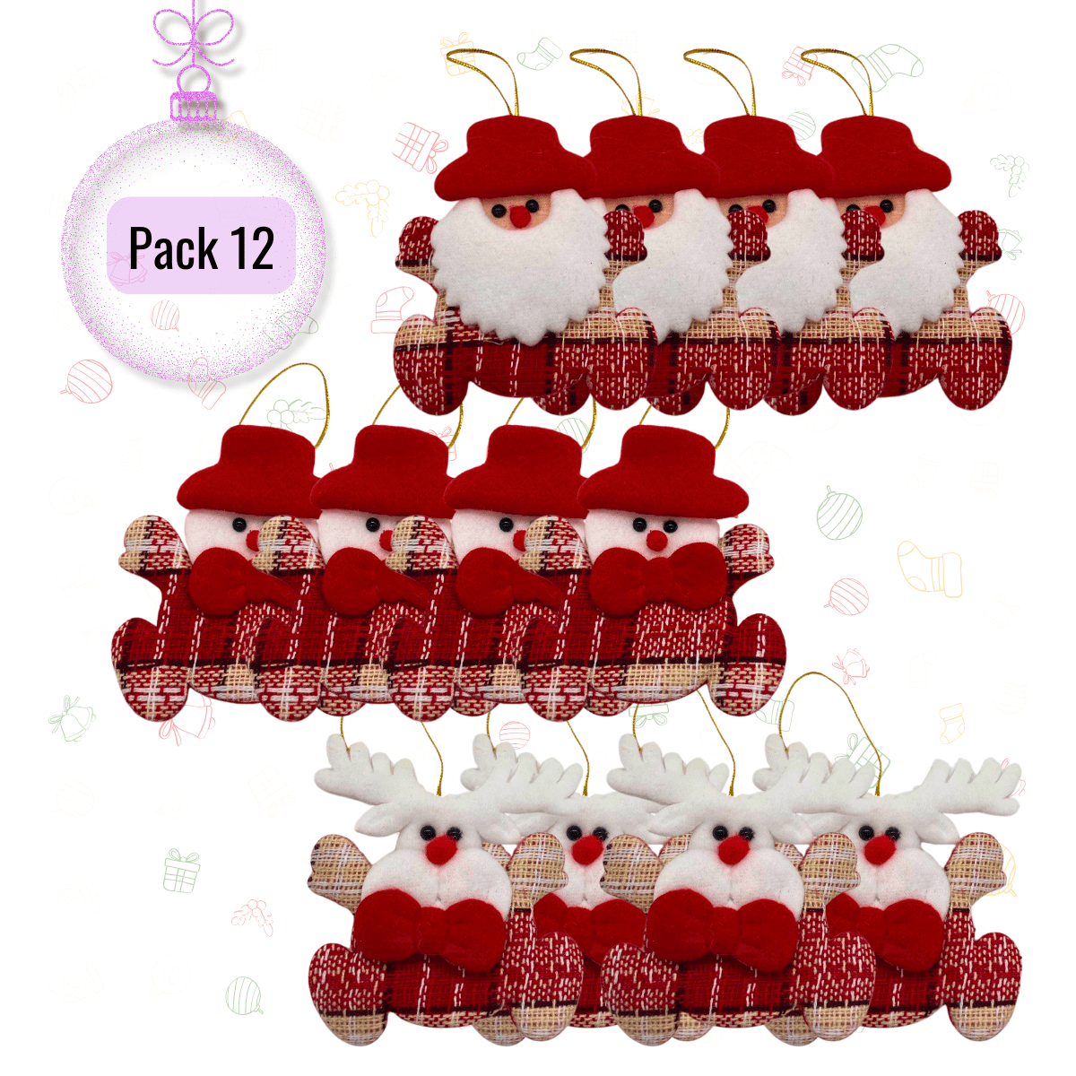 Genérico - Pack 12 Adornos Surtidos Para Árbol De Navidad Decoración Navidad 2025