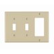 thumbnail image 1 of Placa de pared Leviton, 3 elementos, 2 botones, 1 decora/GFCI, color marfil, 1 of 1