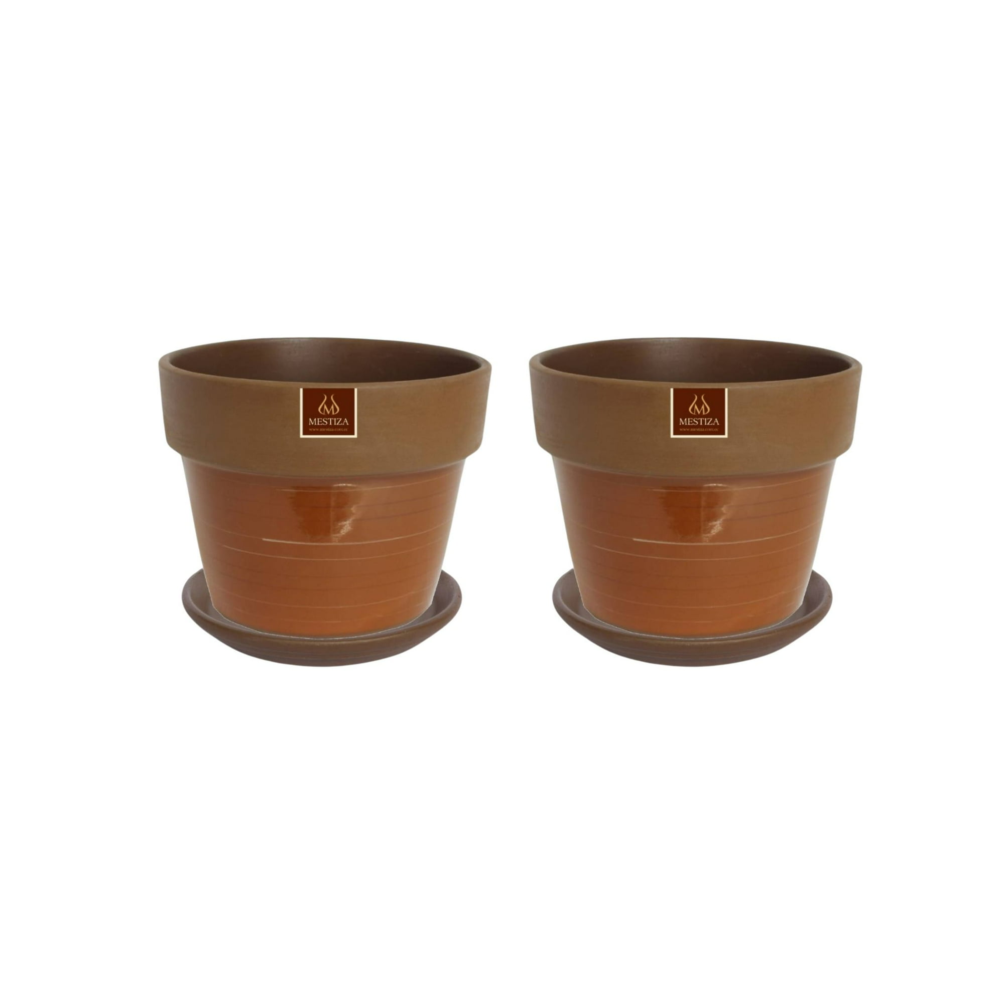 Pottery - Set De 2 Maceta Greta 14cm Mamey Y Sus Platos