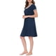 thumbnail image 4 of INSPIRE CHIC Camisón de Manga Corta para Mujer Regreso a Clases con Bolsillos Suave y Elástico Cuello en V Largo hasta la Rodilla Camisón Ropa de Casa M Azul, 4 of 6