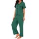thumbnail image 4 of INSPIRE CHIC Conjunto de Pijama para Mujer con Botones, Lazo, Manga Corta, Camiseta y Pantalones, Pijamas Suaves para Novia, Conjunto de Dos Piezas para Dormir, Talla M, Verde, 4 of 6