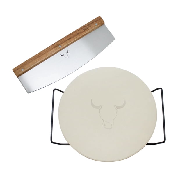 Tabla De Piedra + Cortador 2 Piezas Acero Inoxidable - Madera Blanco