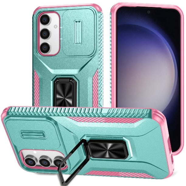 Funda Armada para Samsung Galaxy S23 FE con Tapa Deslizante y Soporte Magnético Giratorio Verde