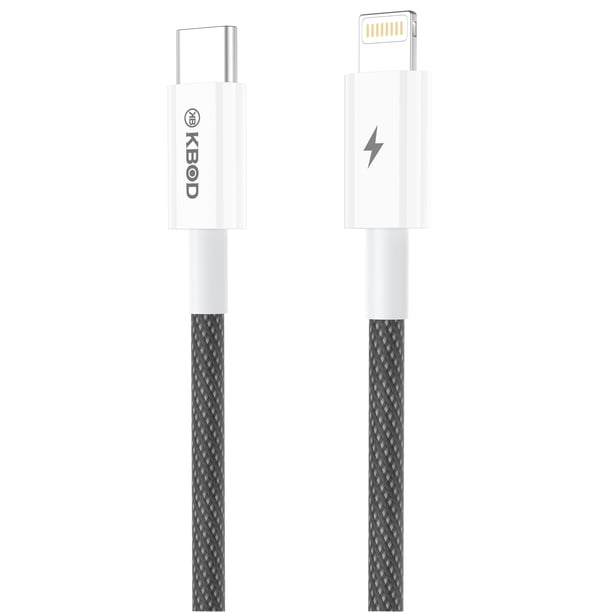 Cable de Carga y Datos Para iPhone Trenzado De Nylon 1mt Kbod Cbo15ip Color Negro