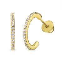 Tiana Joyas - Argolla Con Circones De Plata 925 Bañada En Oro 18K De 13,5 Mm Con Cierre De Tornillo