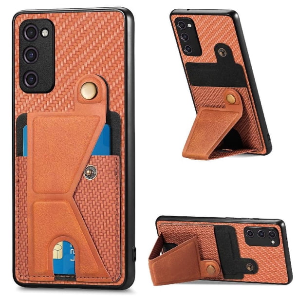 Funda Resistente para Samsung Galaxy S20 FE con Tarjetero y Soporte, Diseño Magnético Marrón