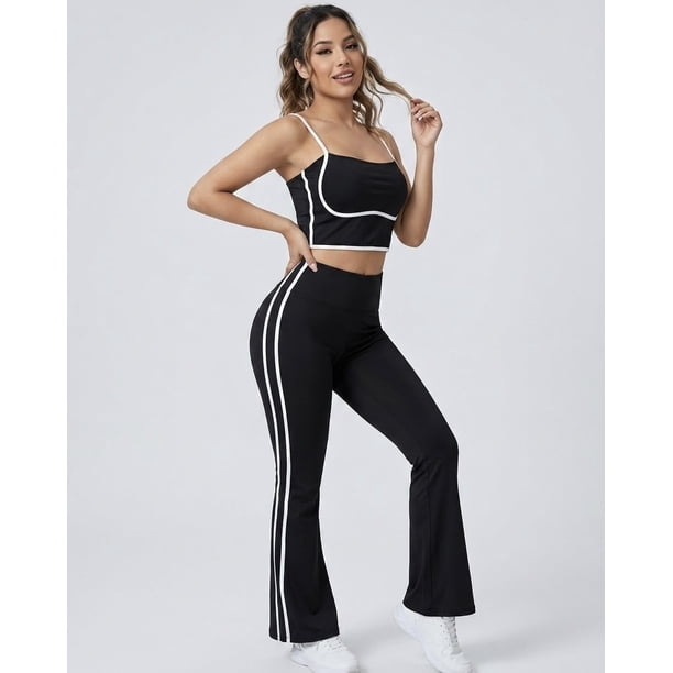 Conjunto Deportivo Mujer Top y Calza Flare Premium