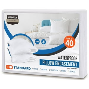 Protectores De Almohada Utopia Bedding Impermeables (Paquete De 40) Blancos