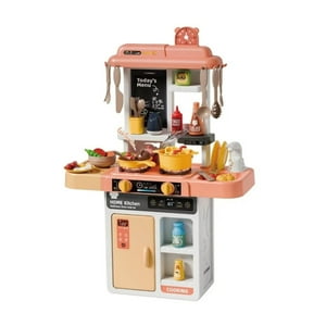 Fliperex - Cocina De Juguete Grande Para Niños 68 Cm Agua Vapor Sonido Rosa