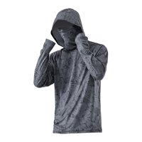 Ioensy - Sudadera Con Capucha Y Protección Solar Para Hombre, Fina Protección Contra Sarpullidos Para Pescar Al Aire Libre, Verano, L, Gris Oscuro