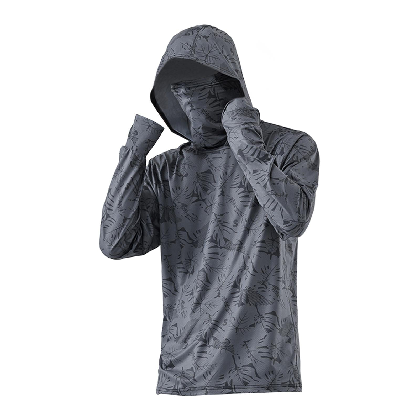 Ioensy - Sudadera Con Capucha Y Protección Solar Para Hombre, Fina Protección Contra Sarpullidos Para Pescar Al Aire Libre, Verano, L, Gris Oscuro