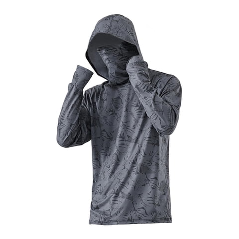 Ioensy - Sudadera Con Capucha Y Protección Solar Para Hombre, Fina Protección Contra Sarpullidos Para Pescar Al Aire Libre, Verano, L, Gris Oscuro