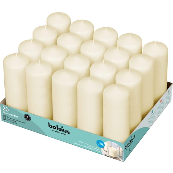 Pillar Candles Bolsius Ivory, 2 x 6 pulgadas, sin perfume, juego de 20