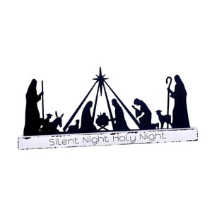 Magideal - Escena De Nacimiento Estatua Decoración Navidad Con Base De Madera Silueta Ornamentación Cristiana Religiosa Para Mesa Centro Sala Granero Rústico Ade