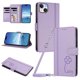 thumbnail image 1 of Funda Cartera Trébol para iPhone 15 Plus con Ranuras Tarjetas y Carga Inalámbrica Morado claro, 1 of 6