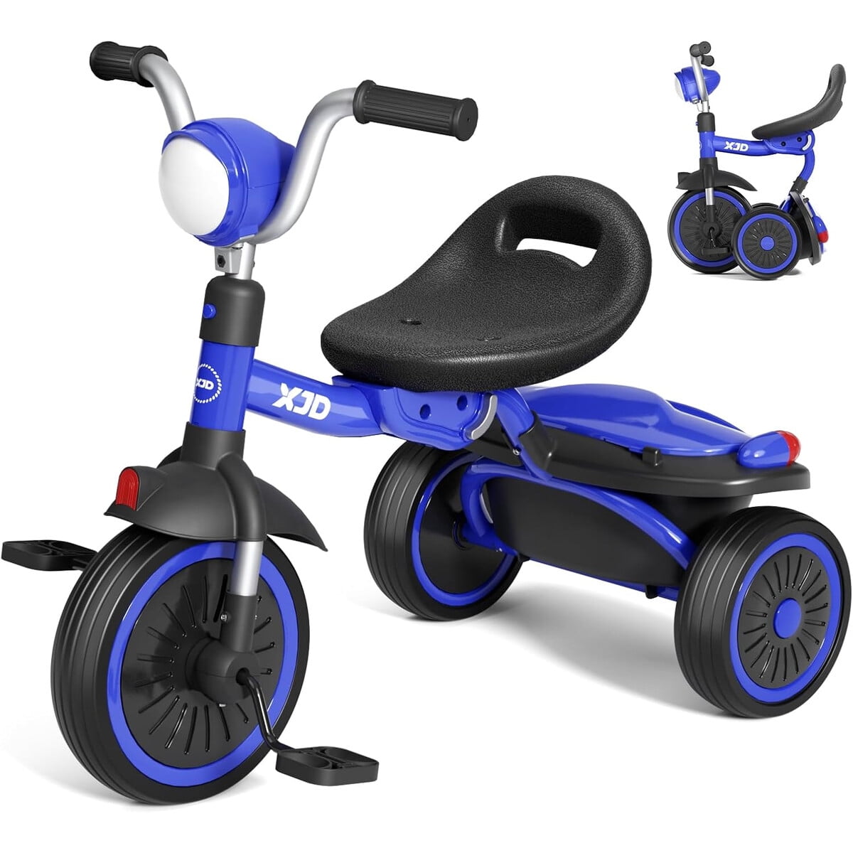 Triciclo Plegable Xjd Asiento Ajustable 65 Cm Azul Niños