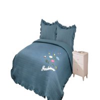 Genérico - Cubrecama Quilt De Verano Con Flores Bordadas 2 Plazas Gris O