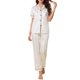 thumbnail image 2 of INSPIRE CHIC Conjunto de Pijamas de Mujer con Botones Abajo de Satén Sedoso Jacquard a Rayas Suave Casual de Manga Corta Ropa de Dormir de 2 Piezas L Blanco, 2 of 6