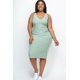 thumbnail image 1 of Vestido Midi Ajustado sin Mangas de Canalé de Talla Grande, 1 of 2