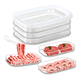 thumbnail image 1 of Contenedor plástico triple para carne con tapa, transparente, 1 of 3