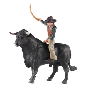 Magideal - Simulación De Granja En Miniatura, Figura De Equitación De Ganado, Vaquero Pintado A Mano Con Figura De Toro Para Construcción, Modelo, Micro Paisaje, Toro Negro De Pie