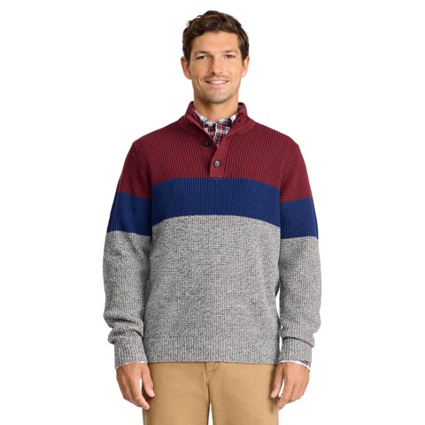 Jersey Izod Con Estampado De Botones Para Hombre Velvet Maroon Xxl