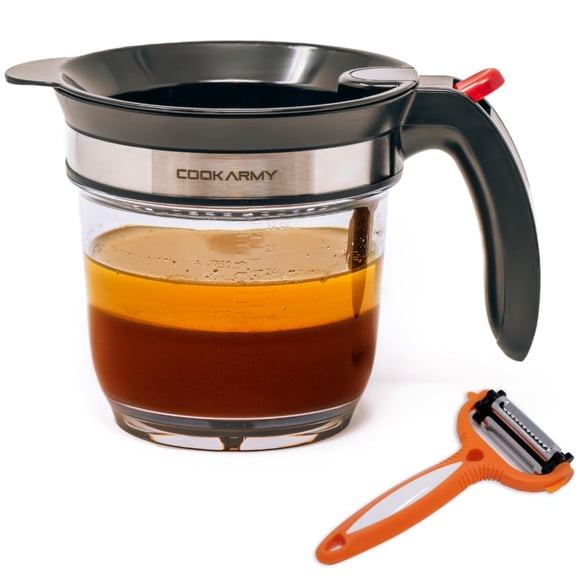 Separador de grasa Cook Army con apertura inferior, 1 litro y pelador