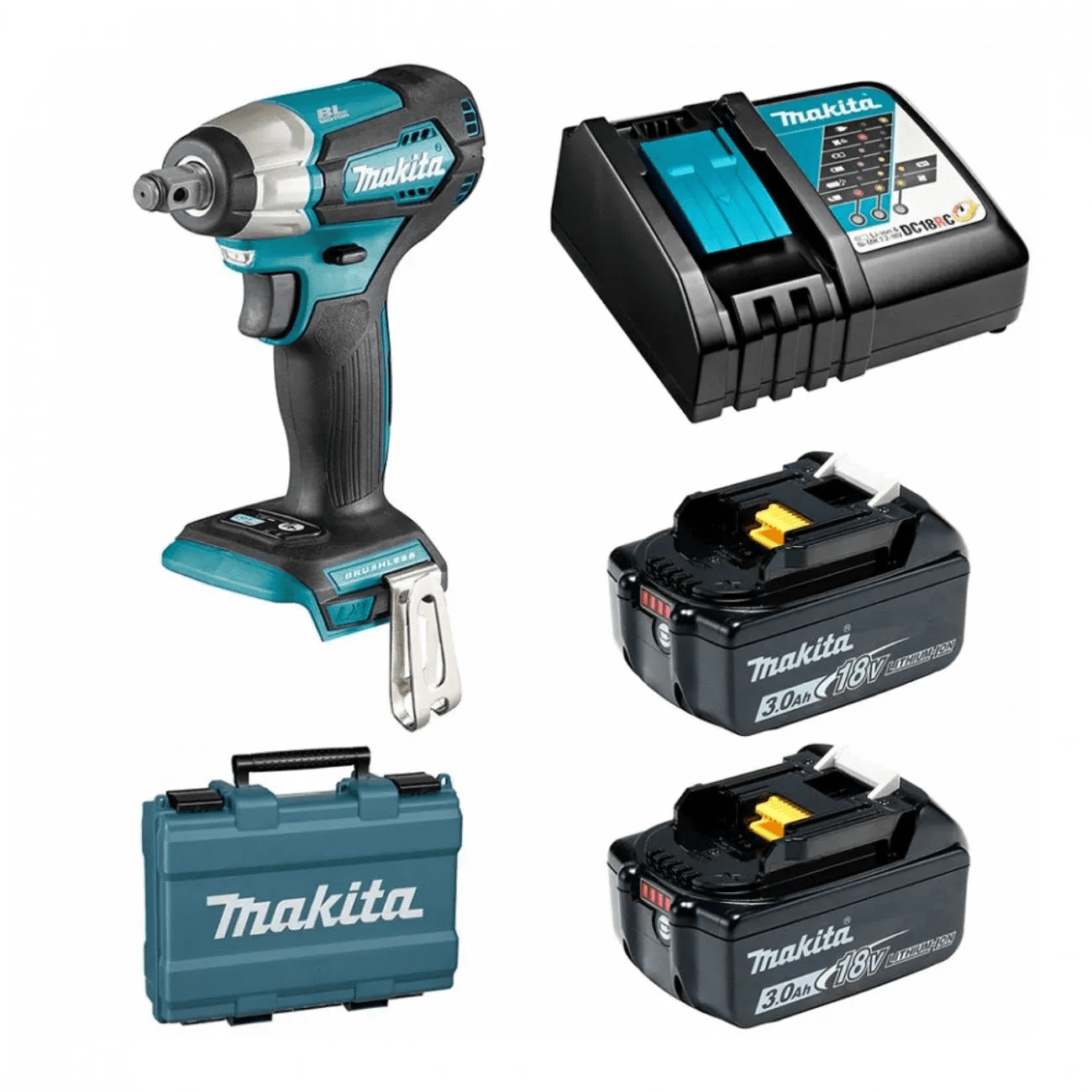Makita - Llave De Impacto 1/2 18v Inalambrica Incluye 2 Bateria De 3.0ah Y Cargador Dtw181rfe