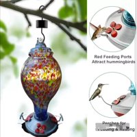 D&M - Comedero Para Colibríes, Vidrio Soplado Exteriores,1065 Ml