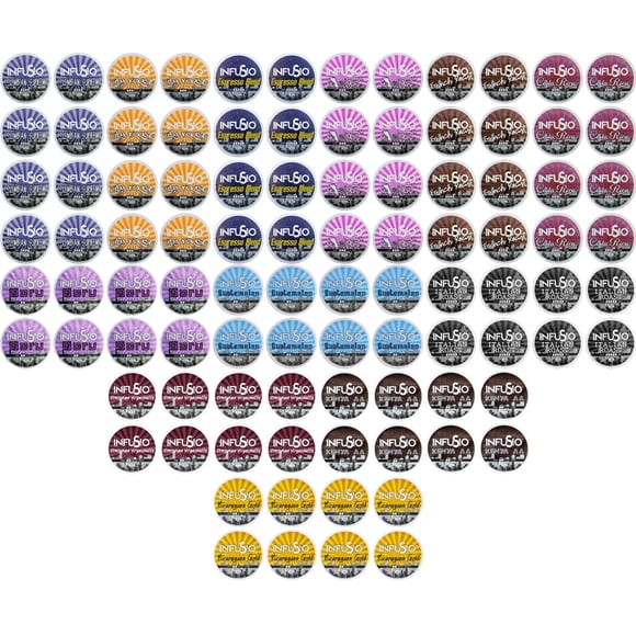 Paquete variado de cápsulas de café InFusio de 96 unidades para Keurig 2.0