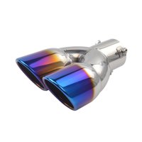 Xusx111 - Silenciador De Escape Doble De Entrada, Escape De Cromo, Amortiguador De Escape De Tubo Doble De Perno Universal (Azul, Curvo)