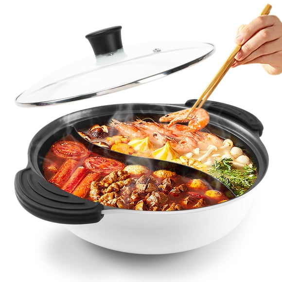 Hot Pot Kxuhivc con separador para cocina de inducción de 4,5 L, color blanco