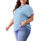 thumbnail image 4 of Agnes Orinda Blusas Casuales de Manga Corta con Cuello Redondo Texturizado para Mujer de Talla Grande 2X Azul Cielo, 4 of 6