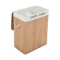 Genérico - Cesto Canasto De Bambu Para Ropa Doble 65Cm Grande Con Tapa Claro