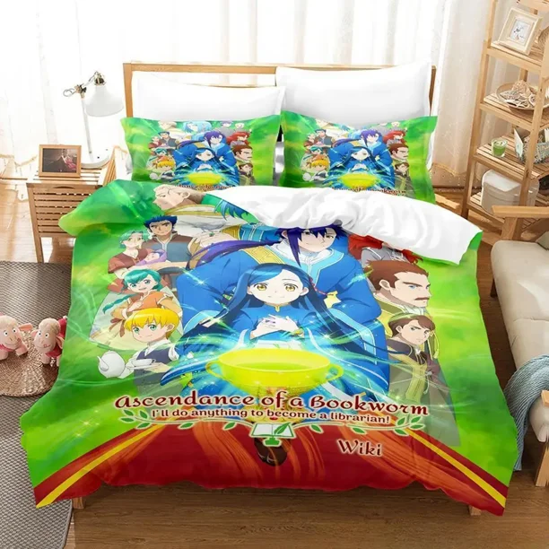 New Ascendance of a Bookworm Bedding Set Cartoon three-piece set Adult Kid Bedroom Duvet cover Sets Kawaii Girls Bed Sheets