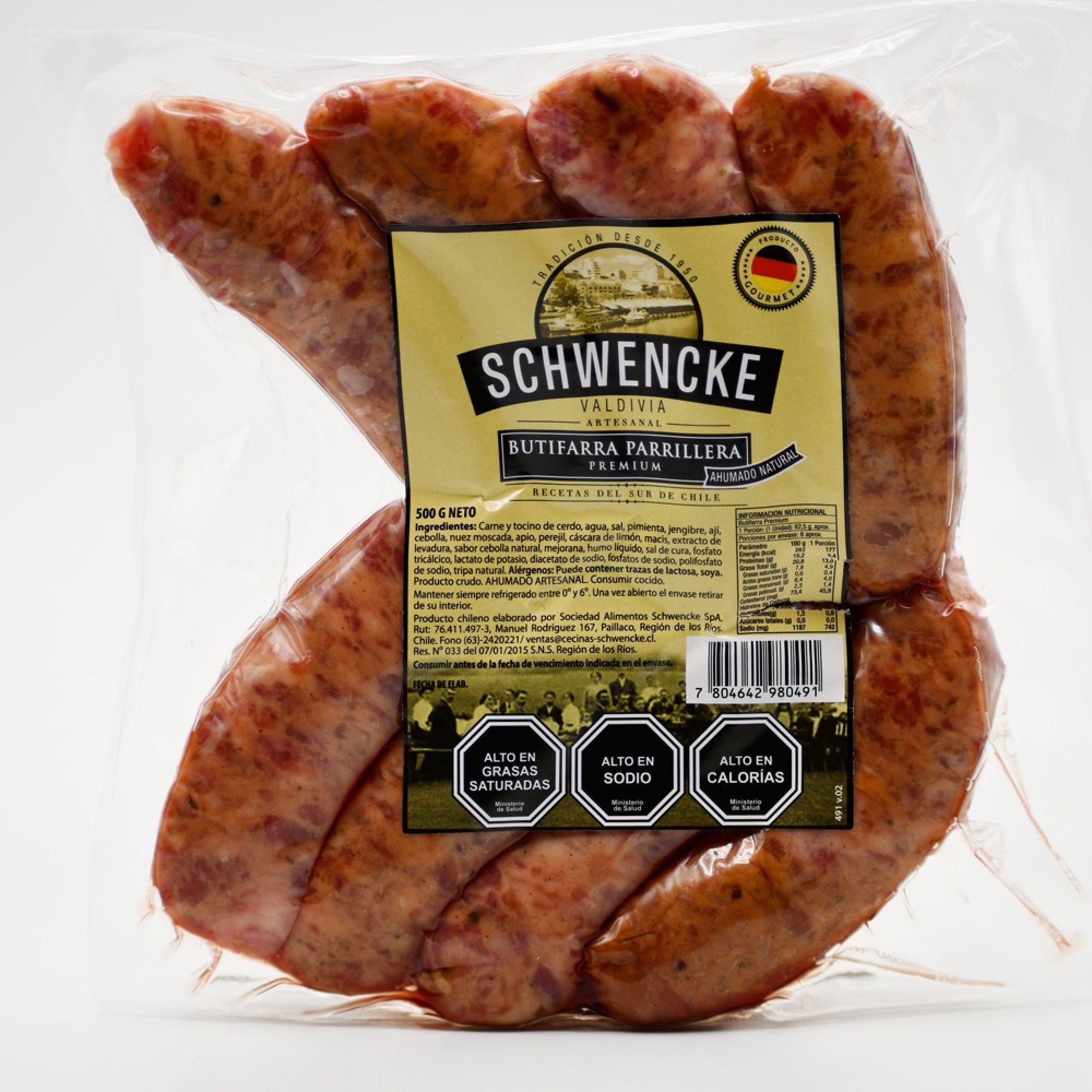 Butifarra Parrillera Premiun 8 Un 500 gr Schwencke