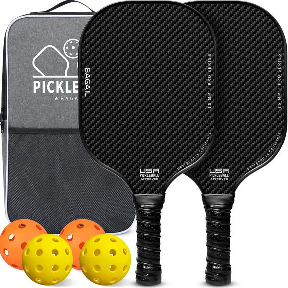 Palas de pickleball BAGAIL Fiberglass Surface, paquete de 2 con accesorios