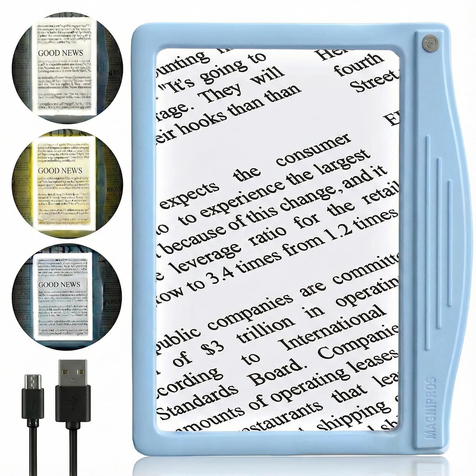 Lupa Magnipros 5x Con Led Recargable, Lente De 11 X 18 Cm
