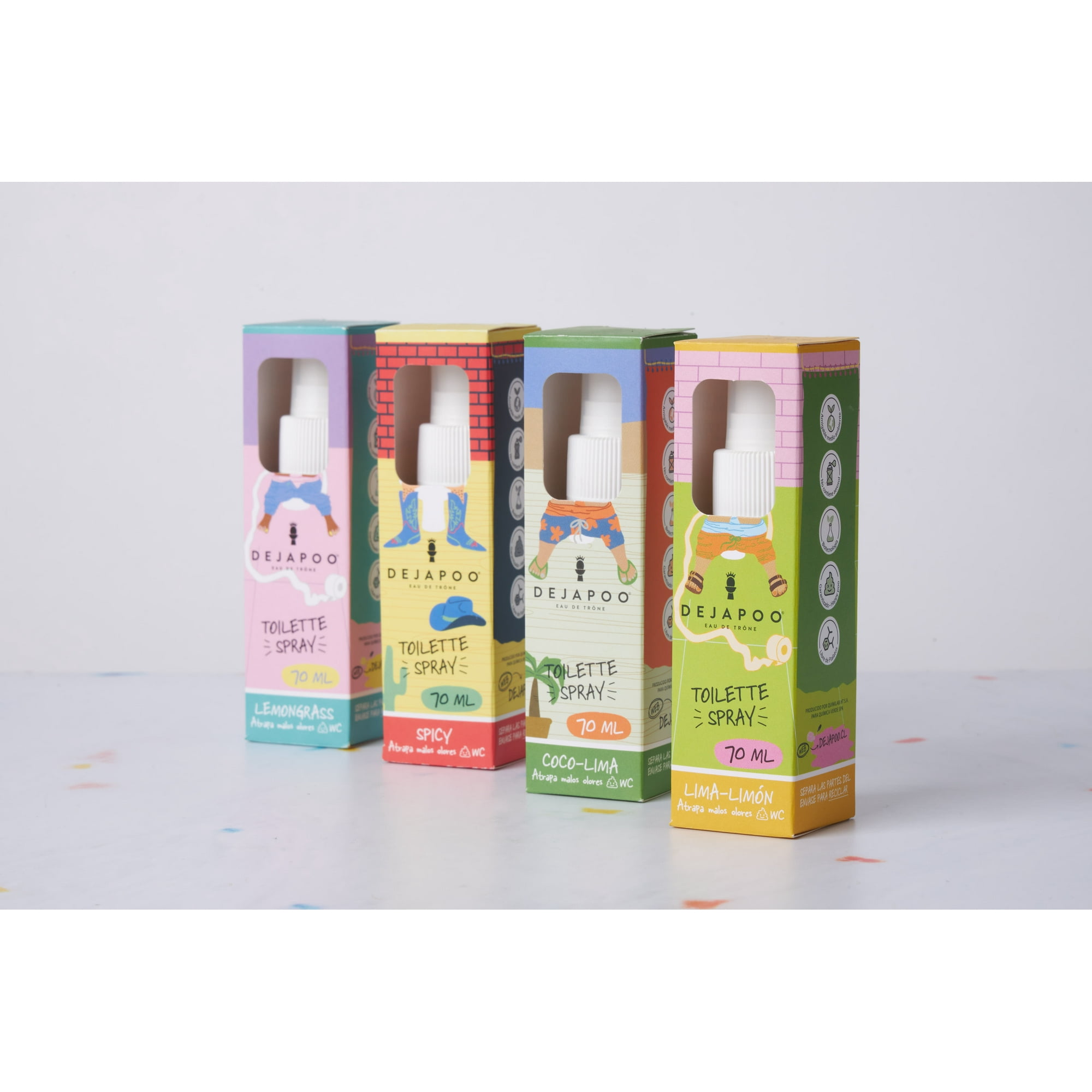 Dejapoo - Pack Spray Para Baño X4 Aromas – 70 ml C/u | Elimina Olores Con Frescura Y Estilo