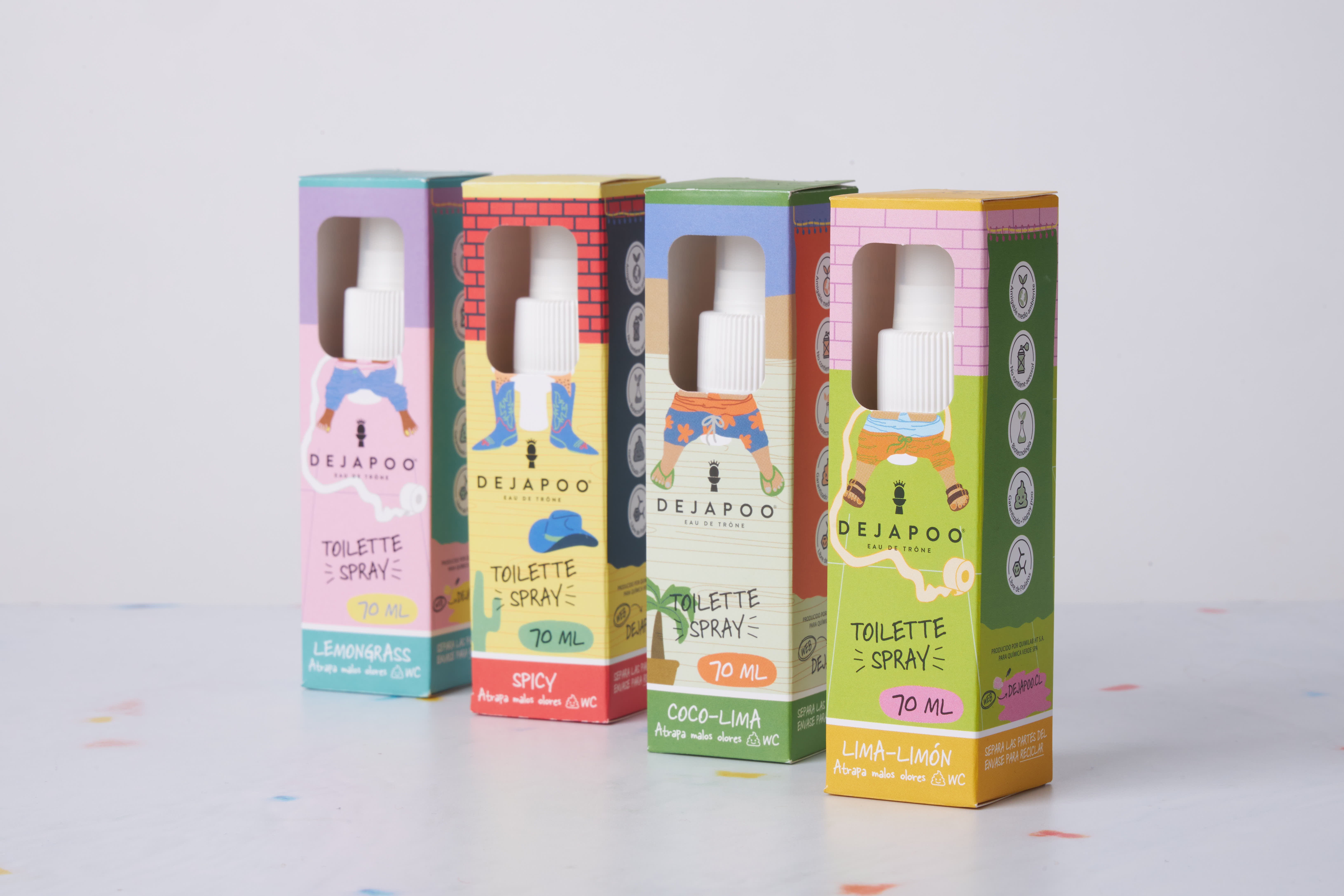 Dejapoo - Pack Spray Para Baño X4 Aromas – 70 Ml C/U | Elimina Olores Con Frescura Y Estilo