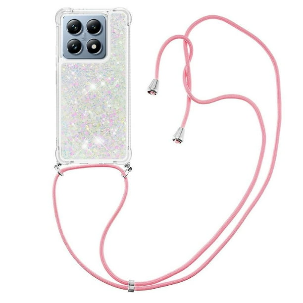 Funda FOXDOCK para Xiaomi 14T Pro con Cuerda Ajustable, Brillo Líquido, Protección Antigolpes y Lente – Ideal para Regalo