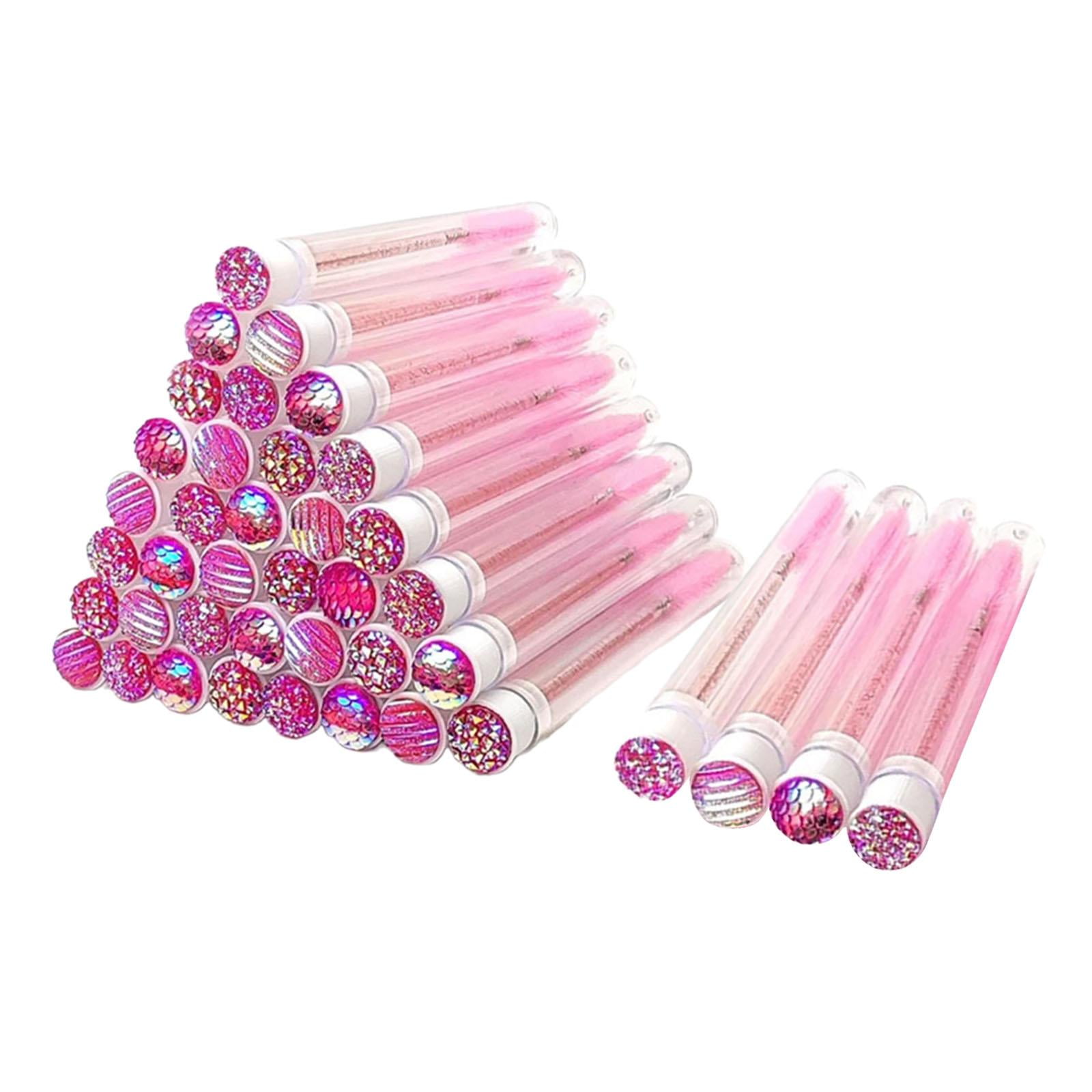 Ioensy - 40 Piezas Desechables Rímel Cepillo Herramienta De Maquillaje Regalos Estilo De Pestañas Para Salón Rosa