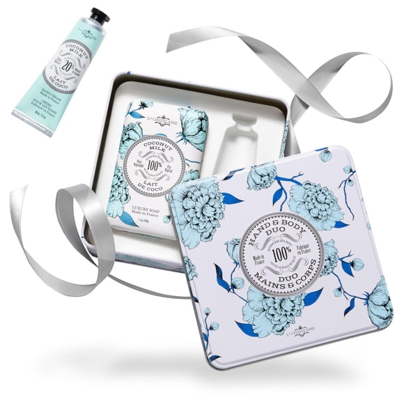 Set de regalo La Chatelaine: jabón de leche de coco de 200 ml y crema de manos de 30 ml