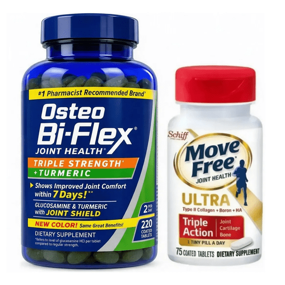Osteo Bi-flex Triple Strength Turmeric Curcuma 220 Caps + Move Free Ultra Colageno Cuidado Articulaciones