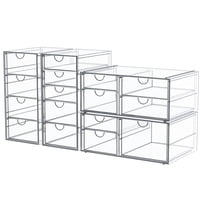 Organizador De Maquillaje Caktraie Storage Con 16 Cajones Y 4 Unidades, Transparente