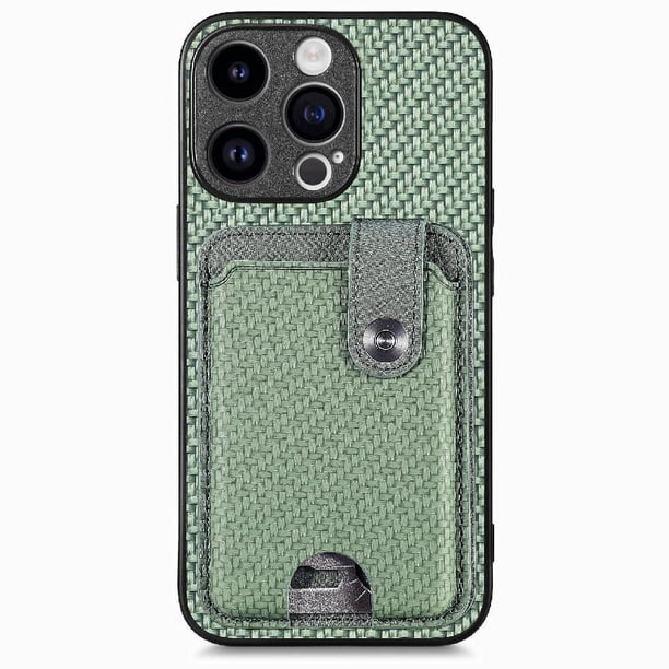 Funda Billetera Tejida para iPhone 15 Pro con Soporte y Tarjetero Verde