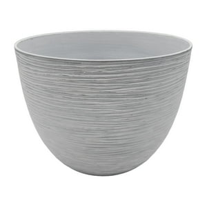 Fliperex - Macetero Maceta Diseño Rayas Envejecido De Plastico Blanco S Plateado