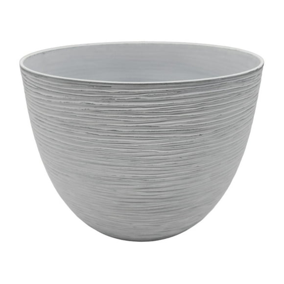 Macetero Maceta Diseño Rayas Envejecido De Plastico Blanco L plateado