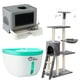 thumbnail image 1 of Rascador de Gatos 135x55x36 + Arenero Gatos Cuadrado 48x36x38 + Dispensador Agua Mascotas 2L Verde, 1 of 5