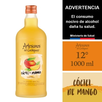 Cóctel Pisco Sour Mango 12° Botella 1 L Artesanos Del Cochiguaz